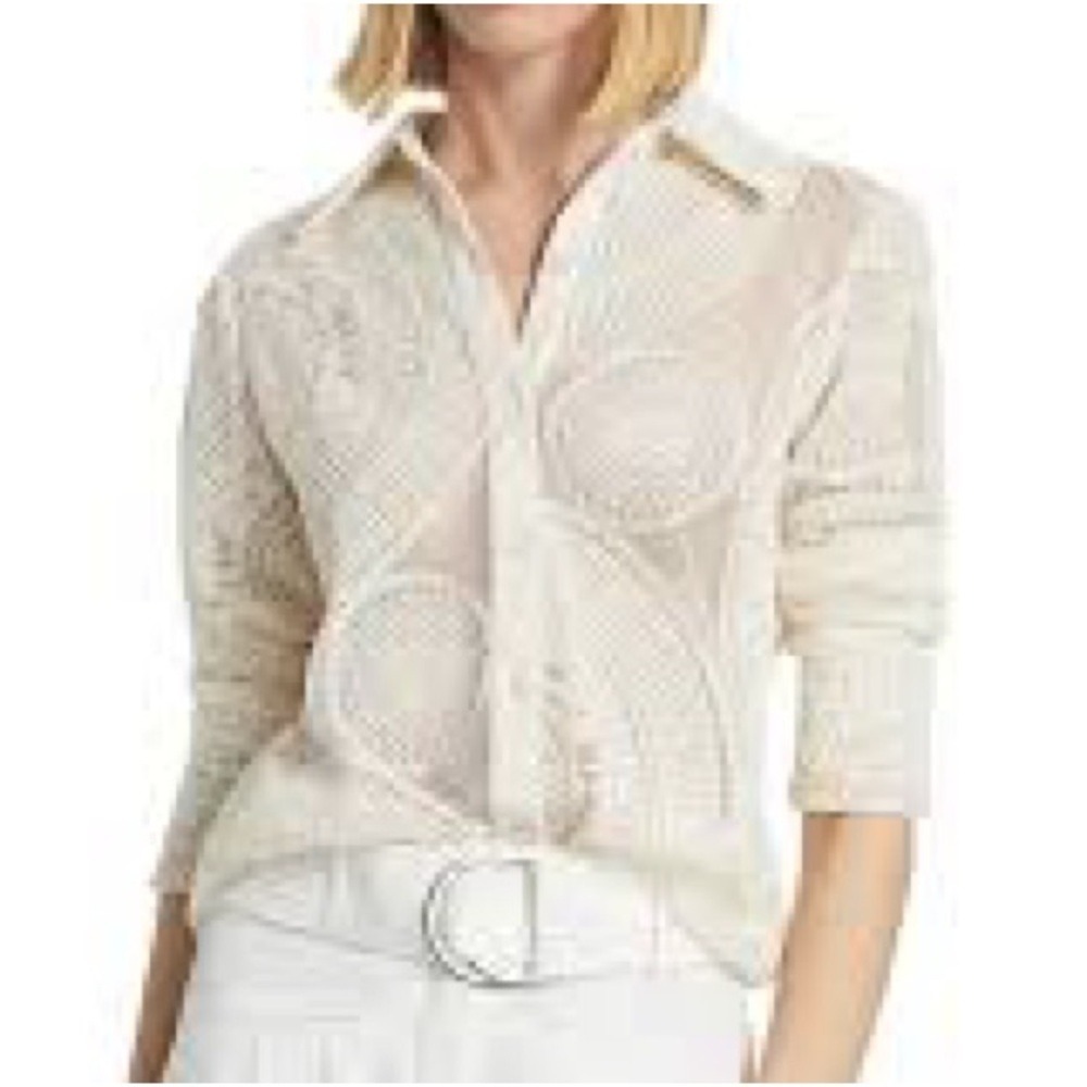Anne Fontaine‎ openwork lace button-down shirt